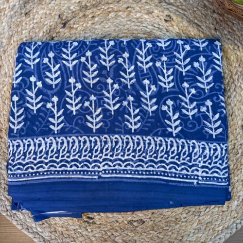 Jaipur Cotton blue with white saree