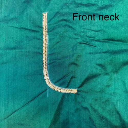 Emerald Green Minimal Zari Border Silk Cotton Blouse - Image 3