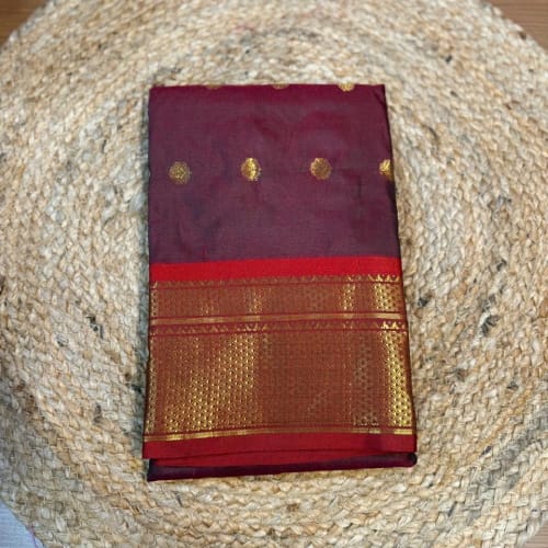 Maroon Majesty Silk Saree with Antique Gold Zari Border