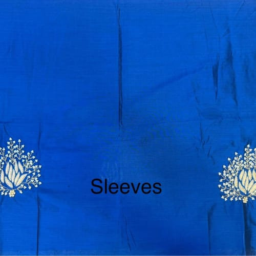 Royal Blue Floral Pearl Embroidery Blouse Motif - Image 3