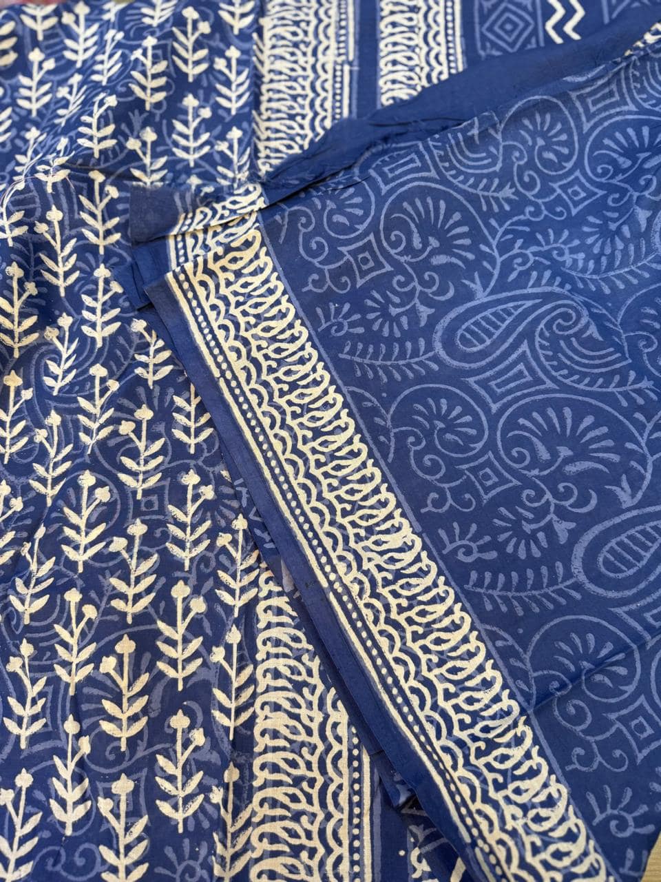 Jaipur Cotton blue with white saree - Image 2