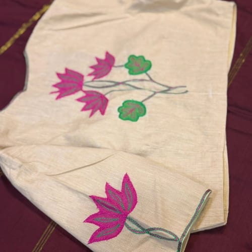 Ivory Lotus Whisper Handcrafted Blouse